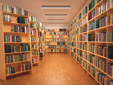 綠色書架上的圖書世界